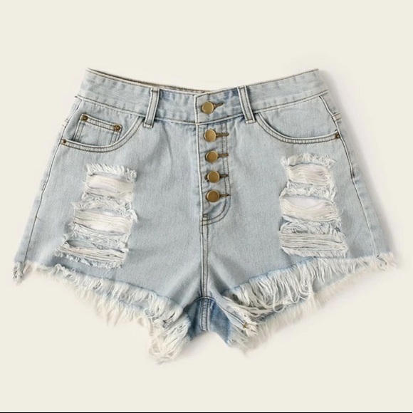 cute high waisted jean shorts - Picture 3 of 5